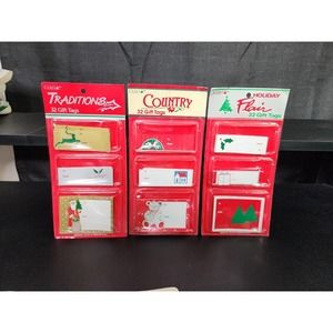 Vintage Christmas gift tags trims and Cards pack LOT of 96 Tags Cleo 80's Cute